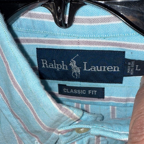 Ralph Lauren Men's Classic Fit Button-Down Shirt Sz L Multicolor Stripes Cotton - Picture 9 of 10